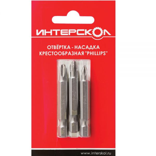 Отвертка Интерскол крестообразная "Pozidriv" PZ1, PZ2, PZ3 25мм (3шт)