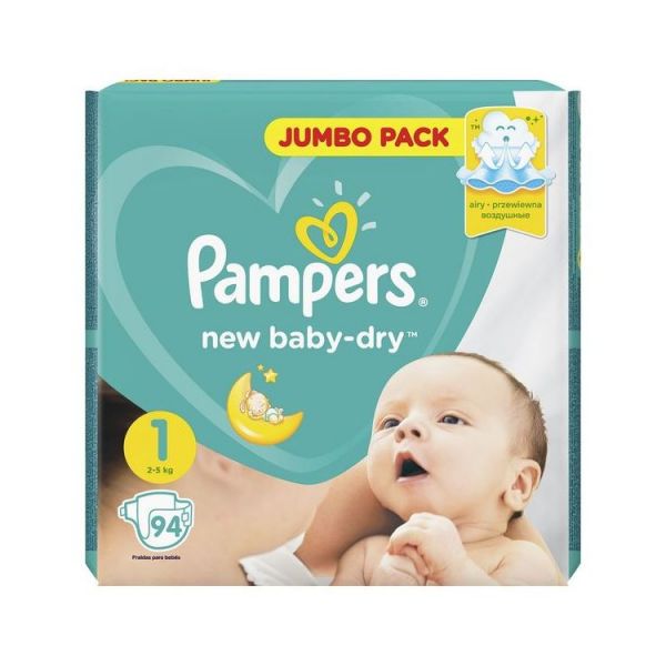 Подгузники Pampers New Baby-Dry 1 2 - 5 кг, размер 1, 94 шт.